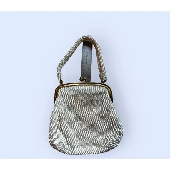 Lumared beaded Purse Handbag Vintage 50s MCM White - Picture 4 of 9